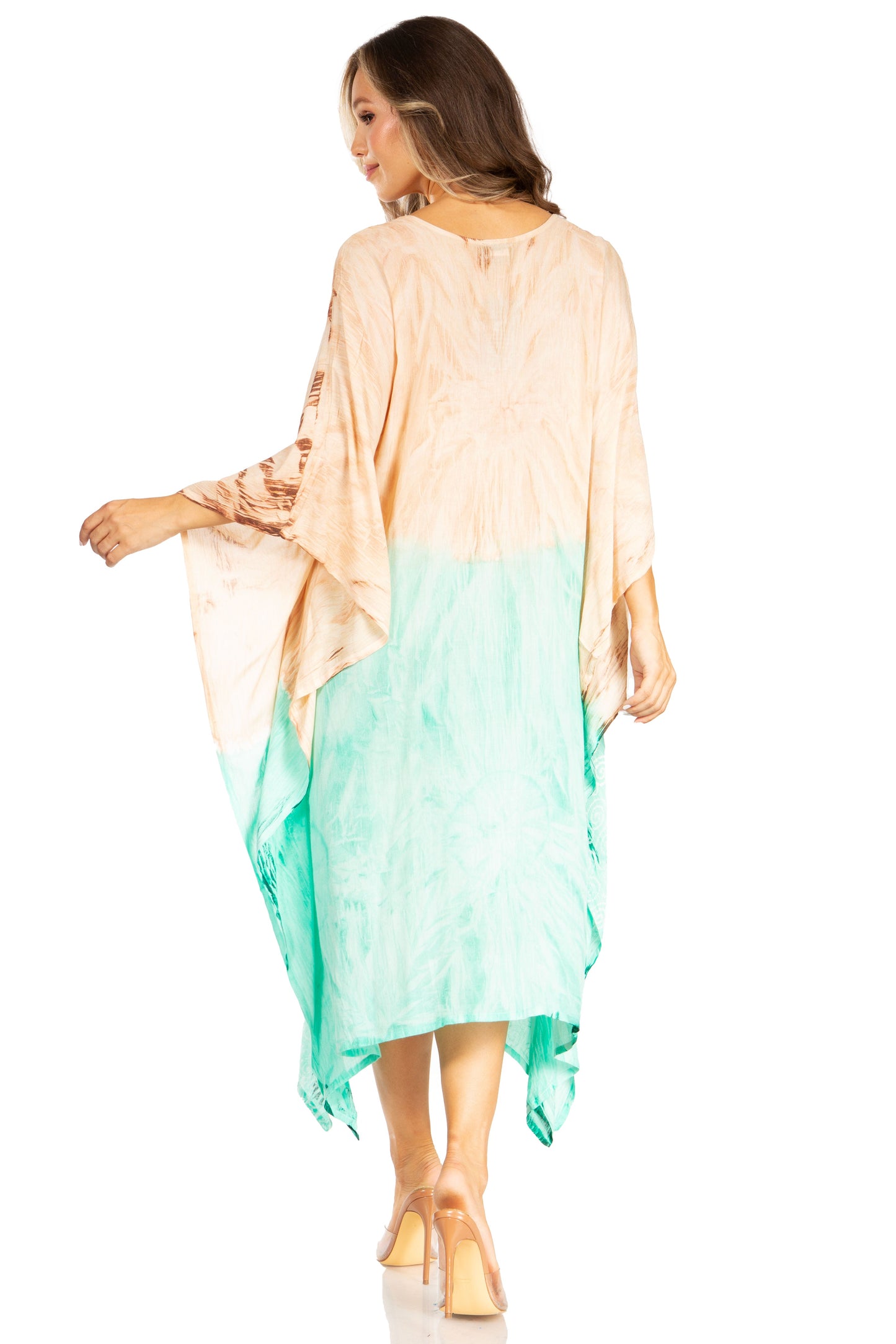 Sakkas Clementine Third Women's Tie Dye Caftan Dress/Cover Up Beach Kaftan Summer - Concordia Style Boutique