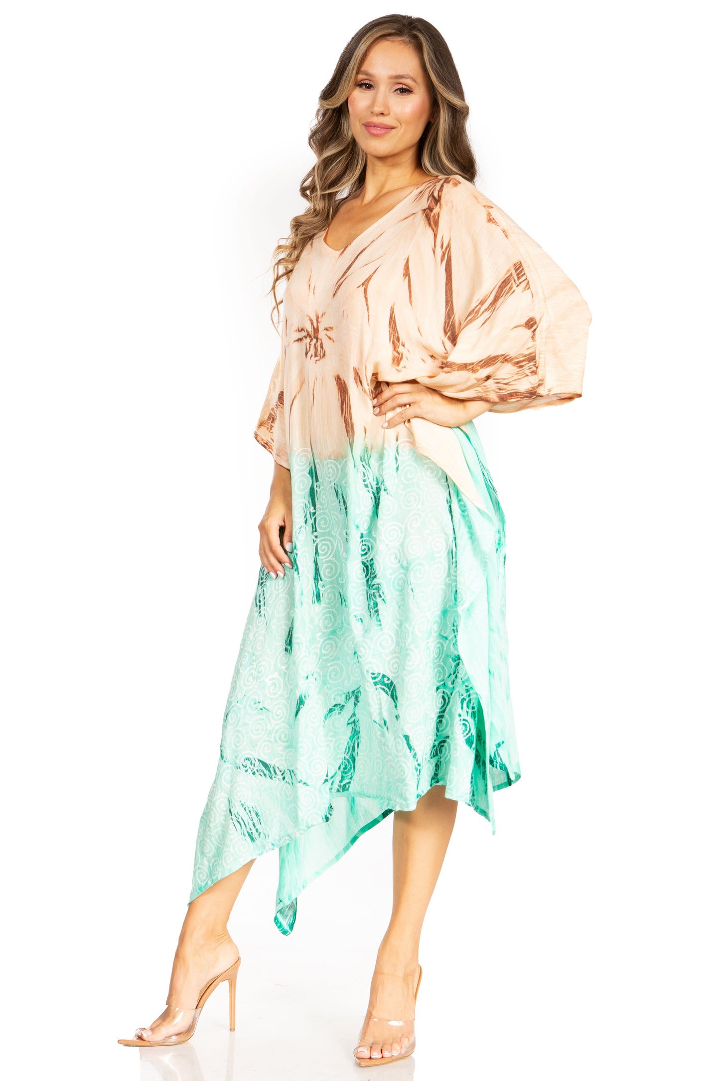 Sakkas Clementine Third Women's Tie Dye Caftan Dress/Cover Up Beach Kaftan Summer - Concordia Style Boutique