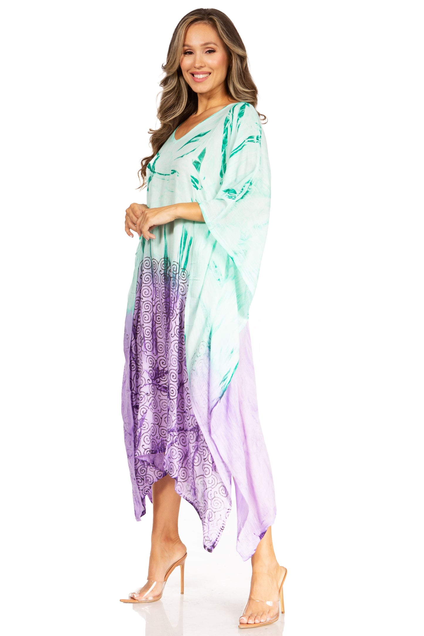 Sakkas Clementine Third Women's Tie Dye Caftan Dress/Cover Up Beach Kaftan Summer - Concordia Style Boutique