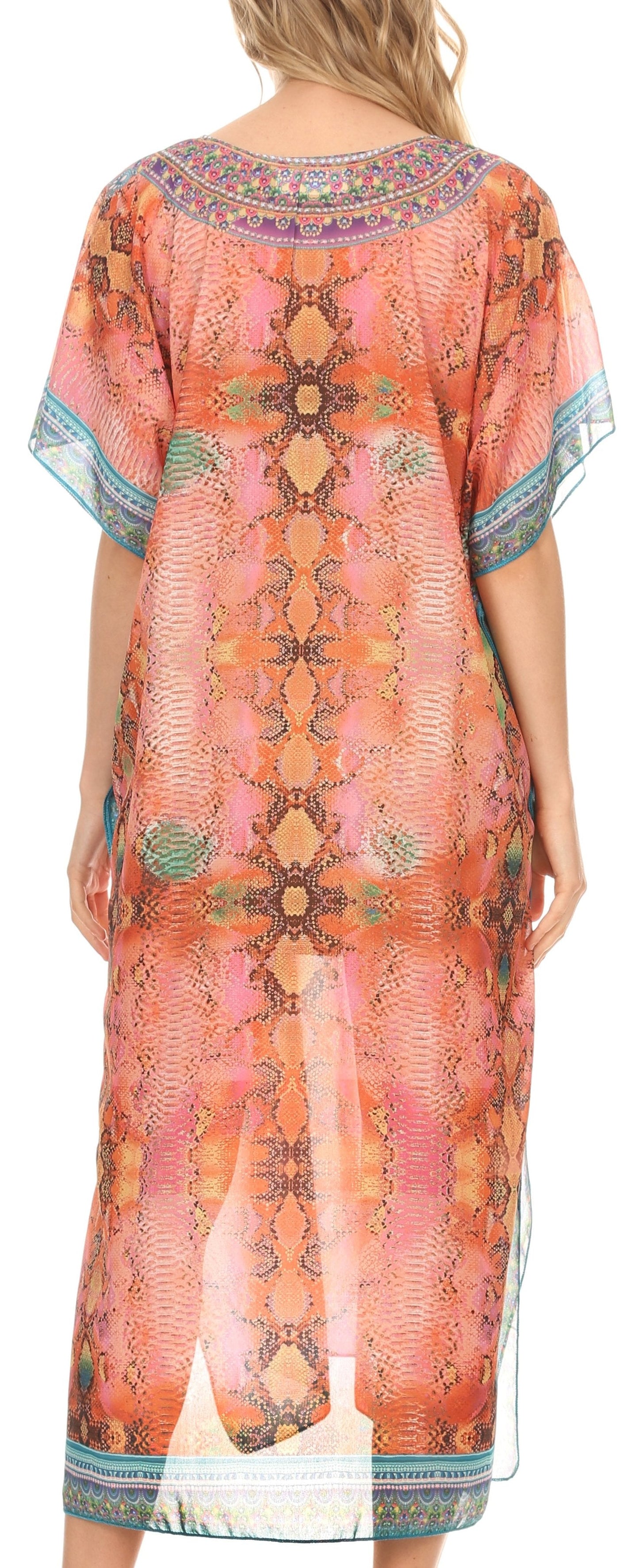 MKY Astryd Women's Flowy Maxi Long Caftan Dress Cover Up with Rhinestone - Concordia Style Boutique