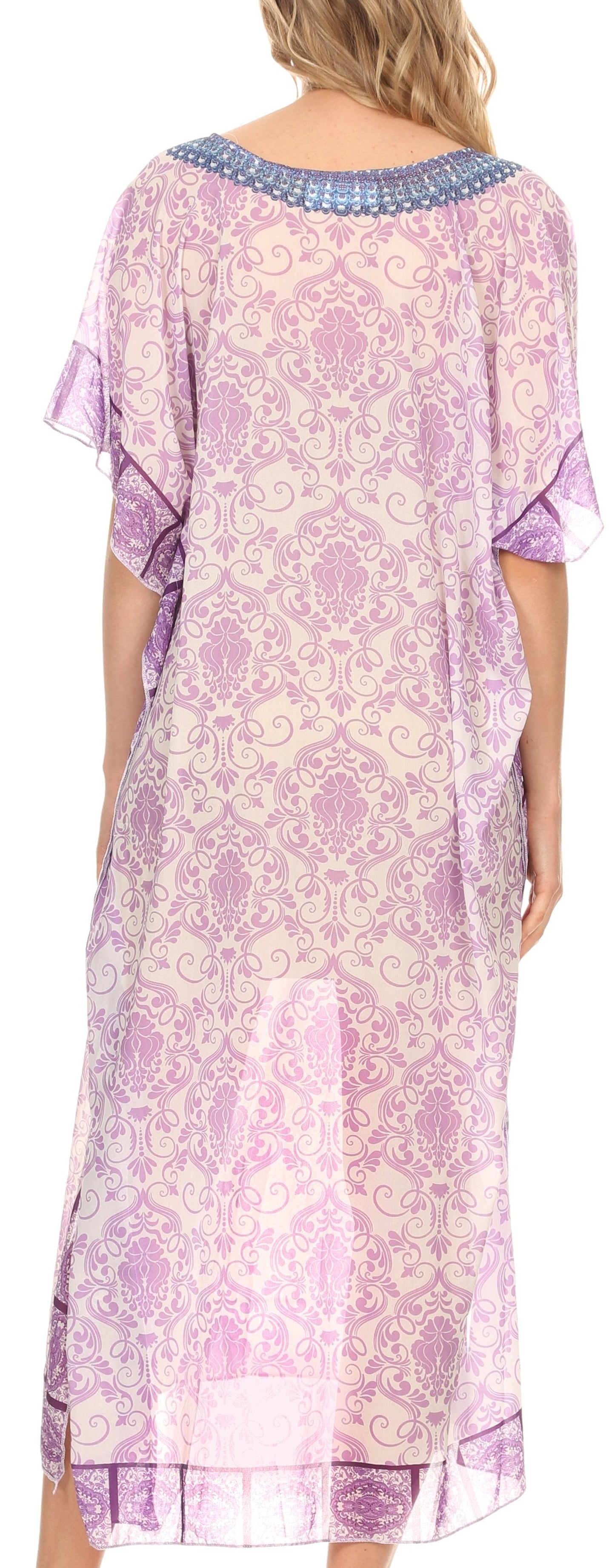 MKY Astryd Women's Flowy Maxi Long Caftan Dress Cover Up with Rhinestone - Concordia Style Boutique
