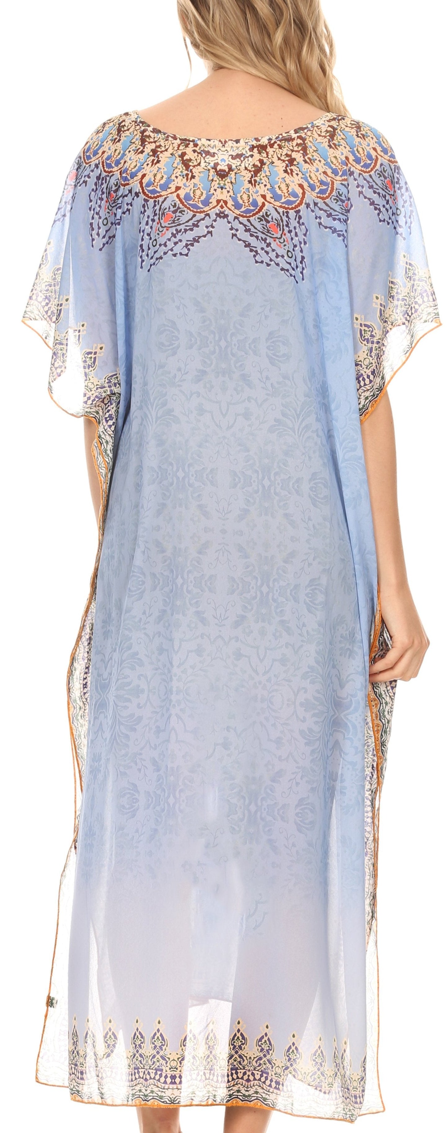 MKY Astryd Women's Flowy Maxi Long Caftan Dress Cover Up with Rhinestone - Concordia Style Boutique