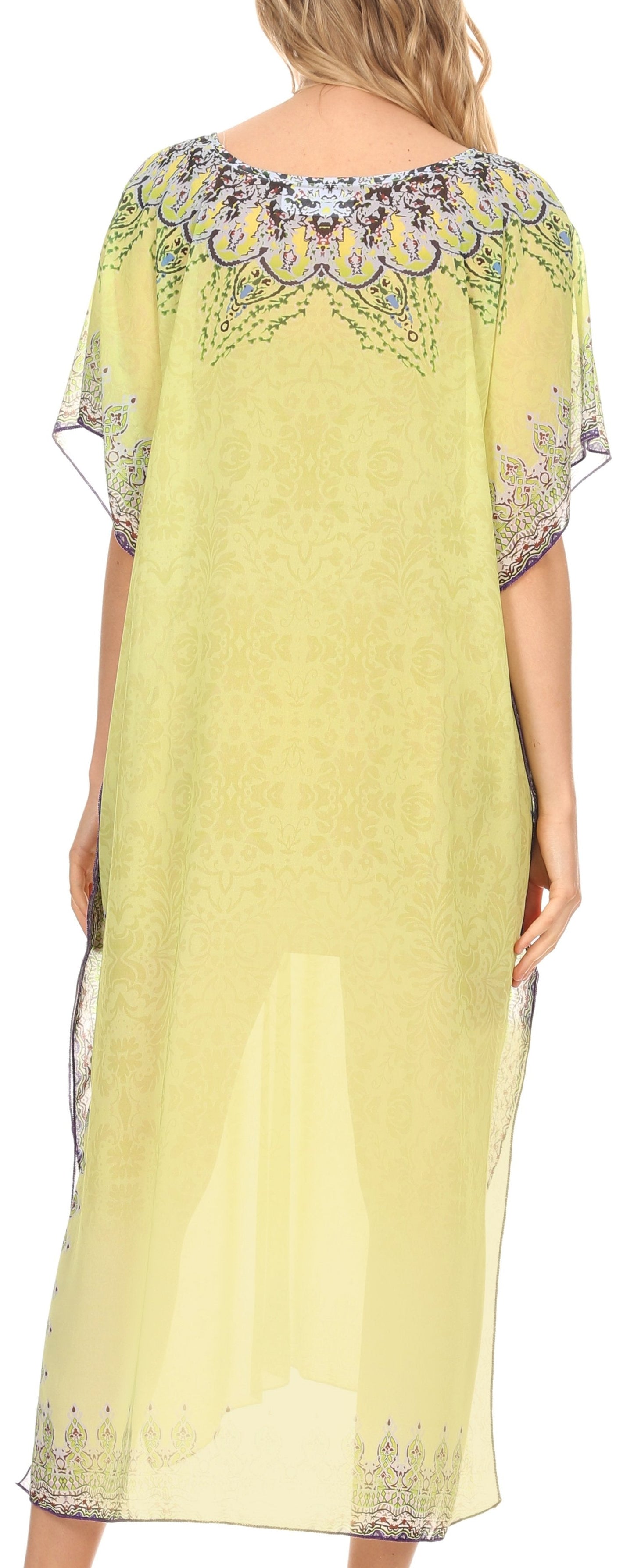 MKY Astryd Women's Flowy Maxi Long Caftan Dress Cover Up with Rhinestone - Concordia Style Boutique