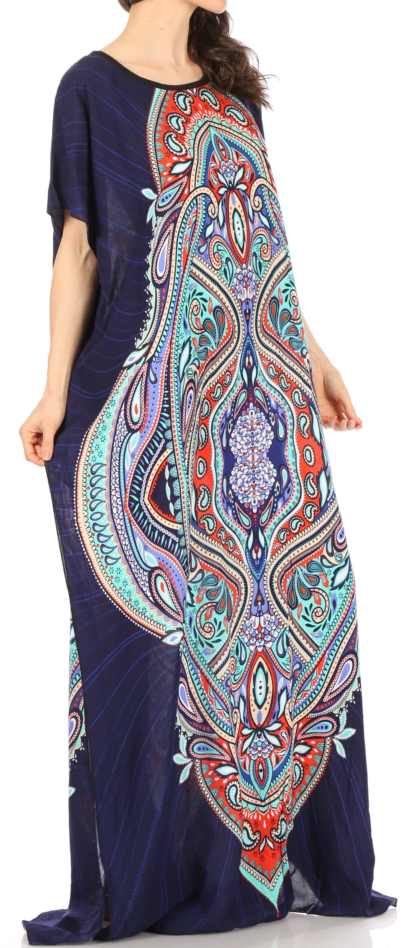 Sakkas Aggy Womens Dashiki African Print Caftan Dress Maxi Boho Hippie Colorful - Concordia Style Boutique