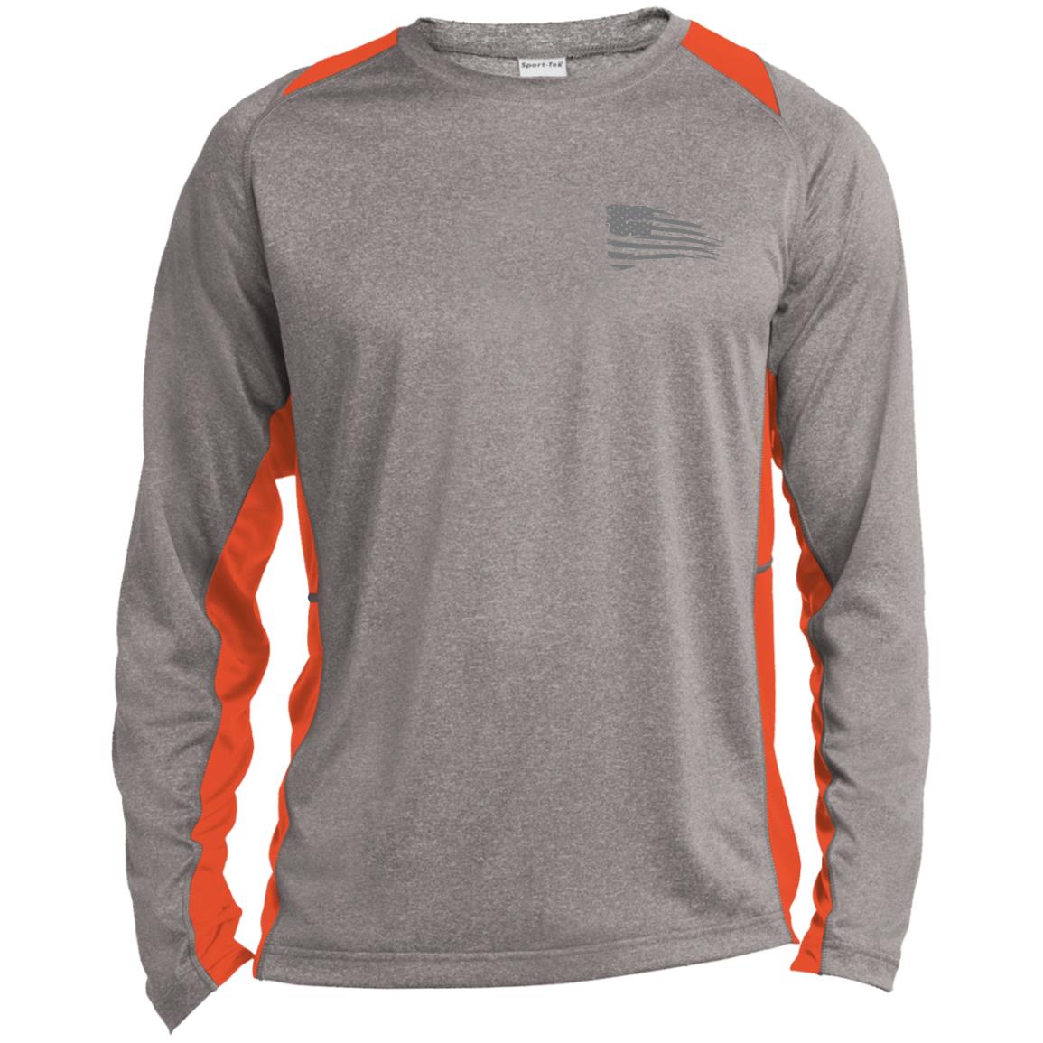 Distressed Flag Long Sleeve Heather Colorblock Performance Tee - Concordia Style Boutique
