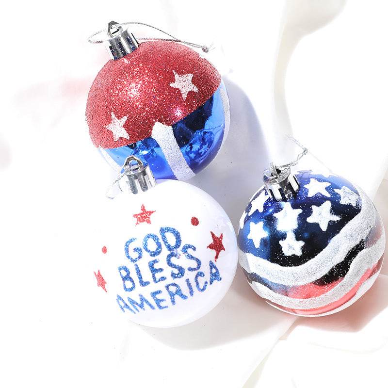 American Independence Day Christmas Plastic Balls - Christmas Tree Decoration - Hand drawn Ball Set - Concordia Style Boutique