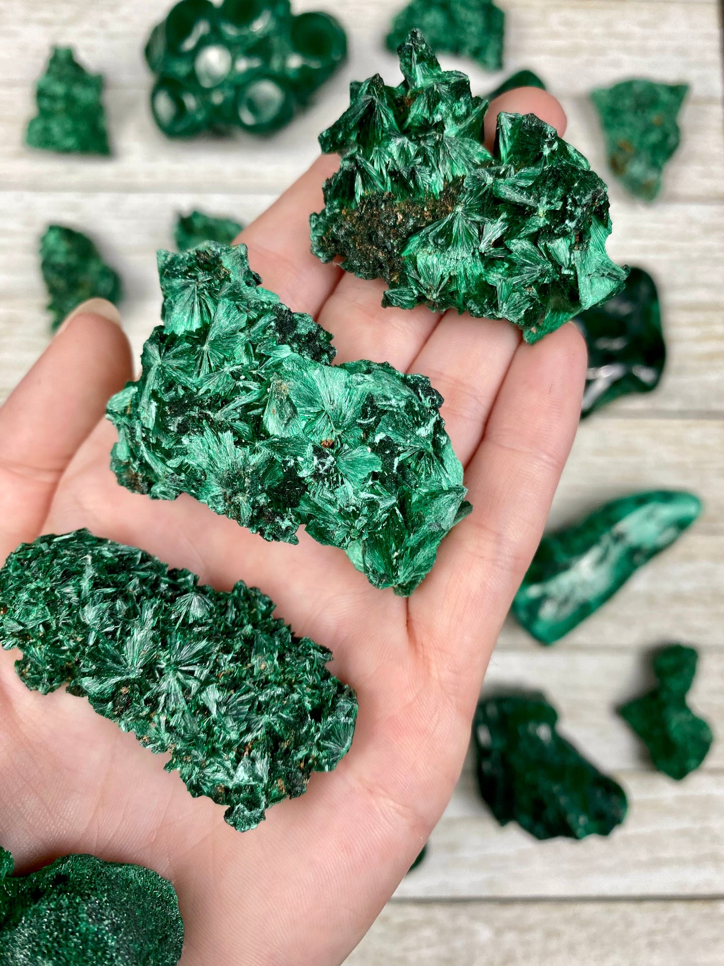 Raw Fibrous Malachite Cluster | Green Copper Based Crystal