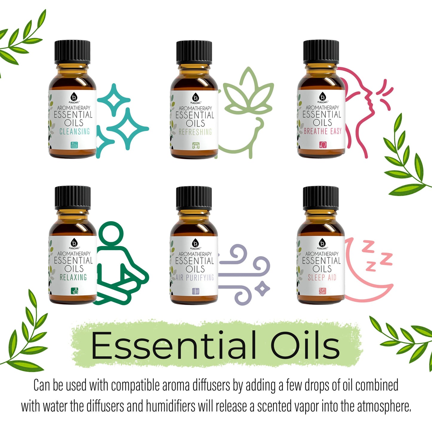 Pursonic Aromatherapy Lovers – Triple 14-Pack Essential Oils Collection - Concordia Style Boutique