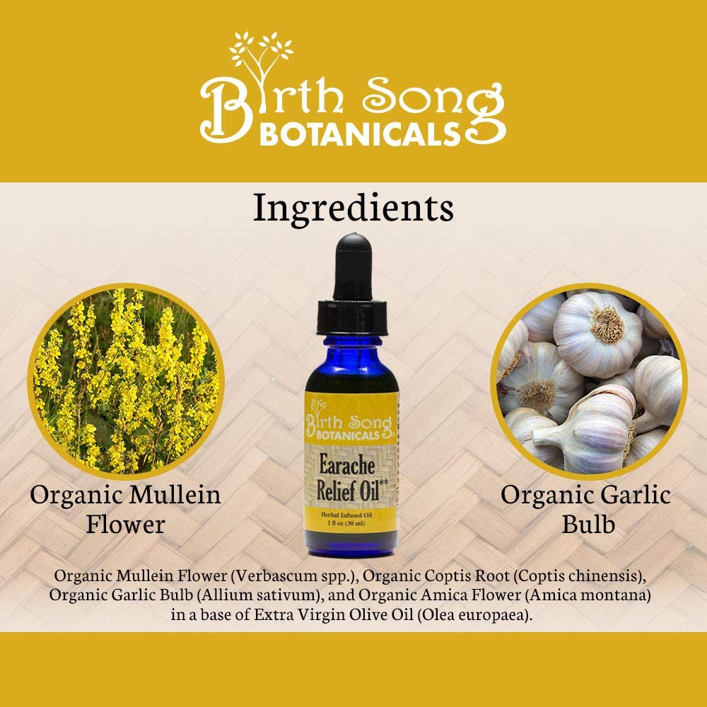 Herbal Ear Oil, Natural Ear Drops, Blended with Garlic and Mullein Flowers, for Swimmers and Wax Removal 1 oz. - Concordia Style Boutique