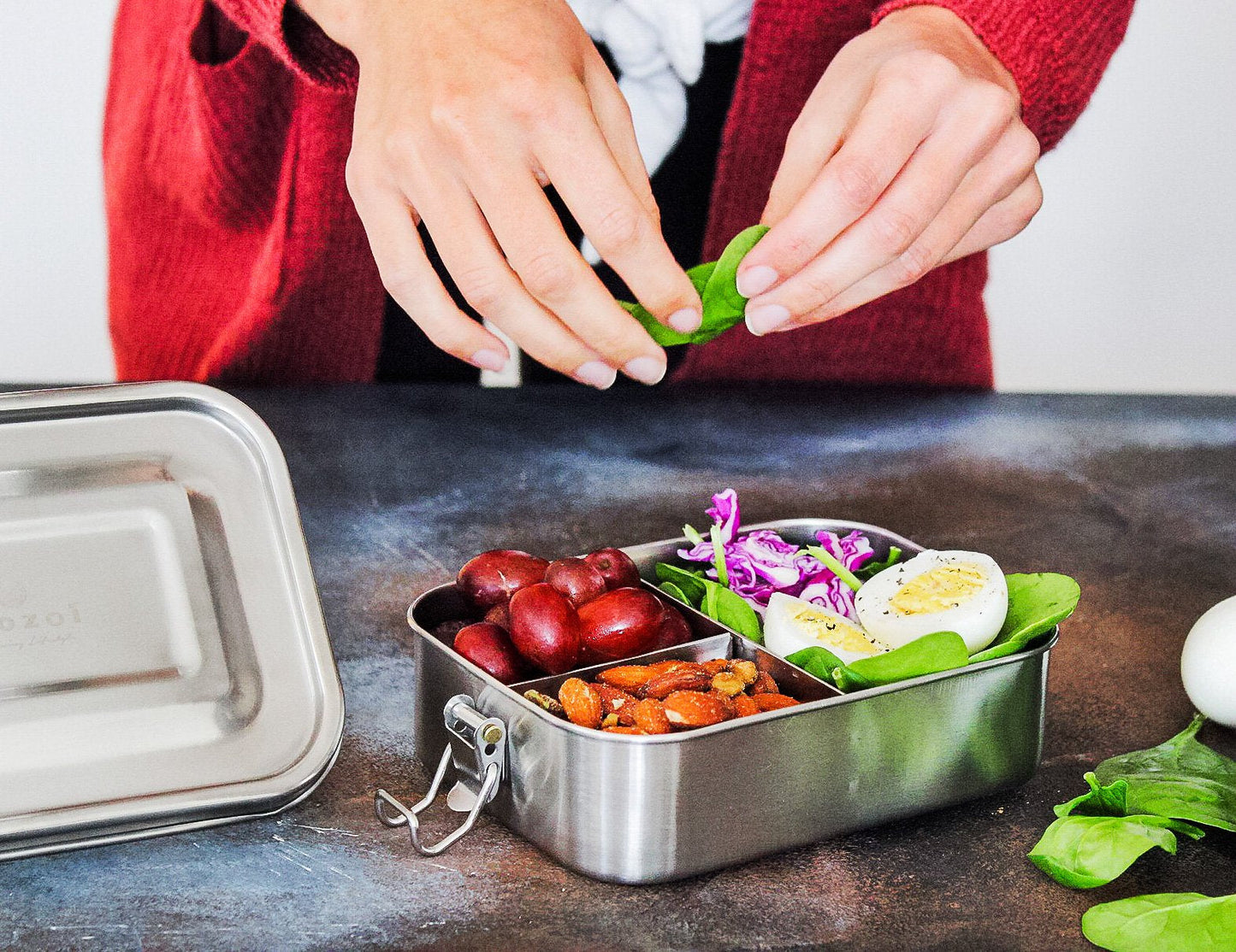 Stainless Steel Lunch Box, 3 Compartment Leak Proof, 24 Oz - Concordia Style Boutique