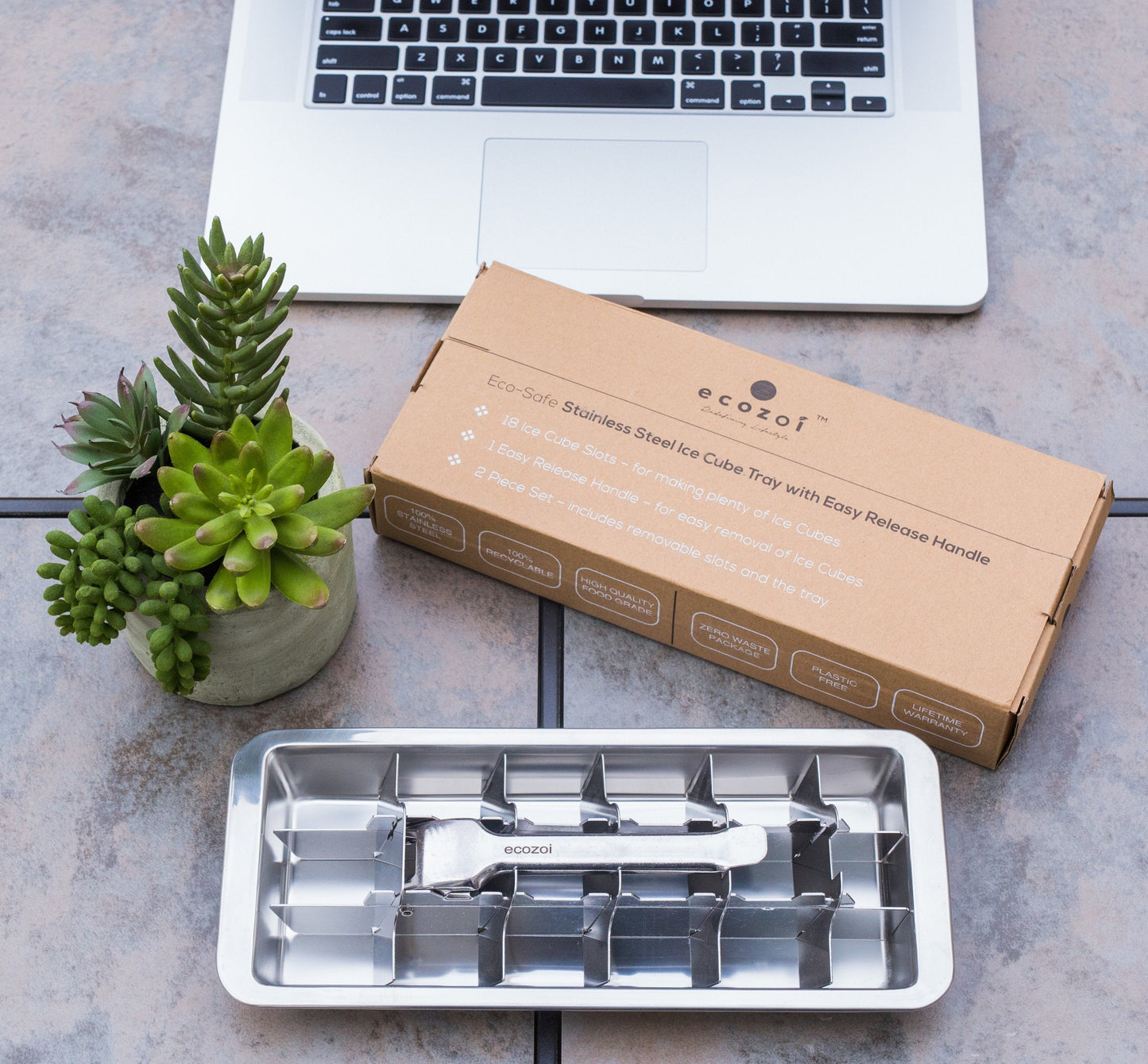 Stainless Steel Ice Cube Tray with Easy Release Handle, Vintage Design - Concordia Style Boutique