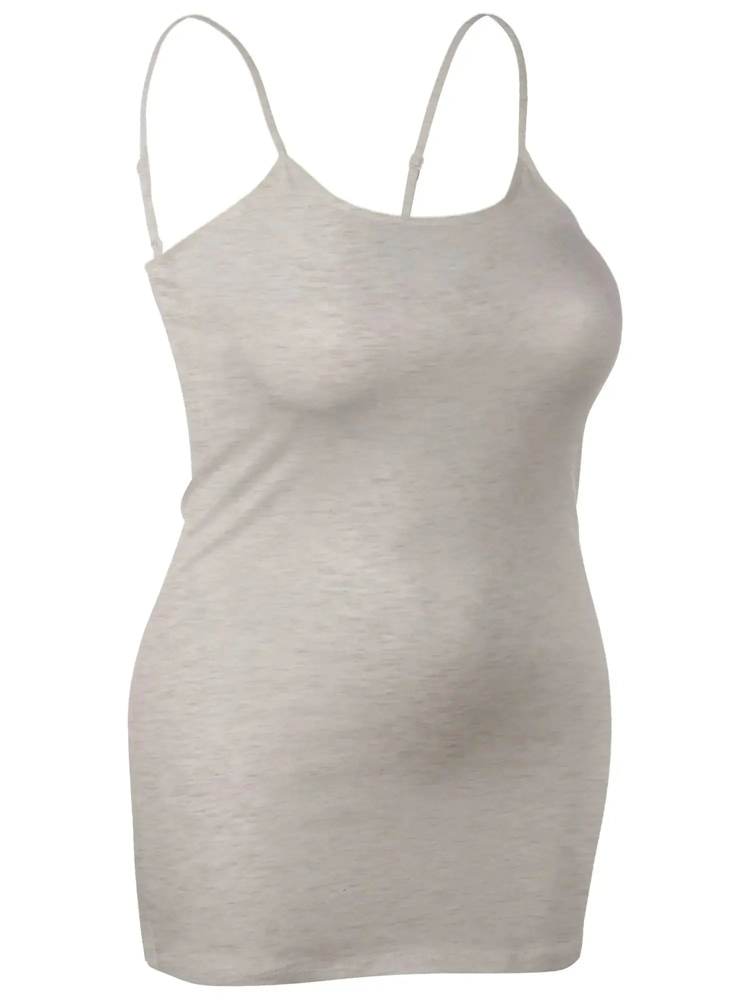 Emmalise Women's Basic Casual Long Camisole Adjustable Strap Cami Layering Top | Black, Oatmeal, Olive - Concordia Style Boutique
