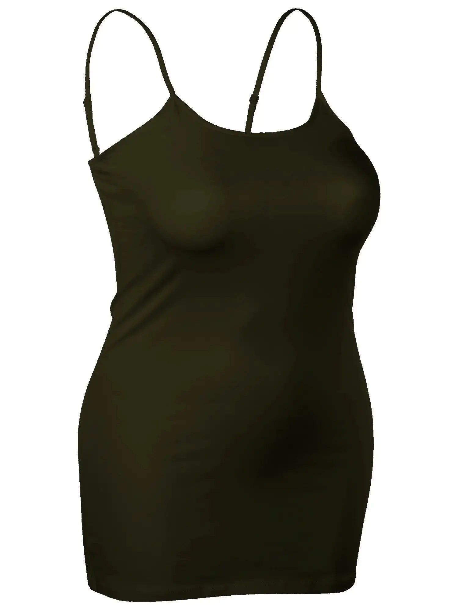 Emmalise Women's Basic Casual Long Camisole Adjustable Strap Cami Layering Top | Black, Oatmeal, Olive - Concordia Style Boutique