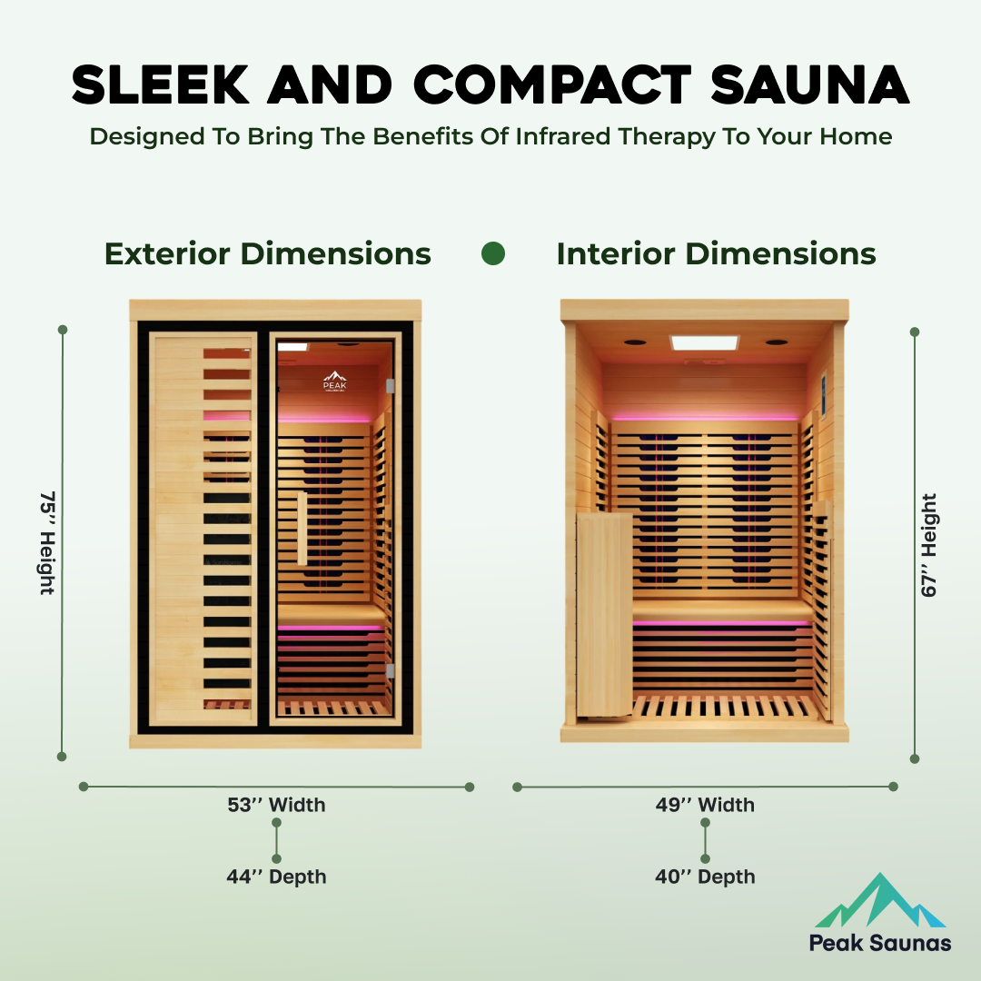 Peak Saunas Everest 2-Person Full Spectrum Infrared Sauna with XL Medical-Grade Red Light Therapy & Smart WiFi App Control - Concordia Style Boutique