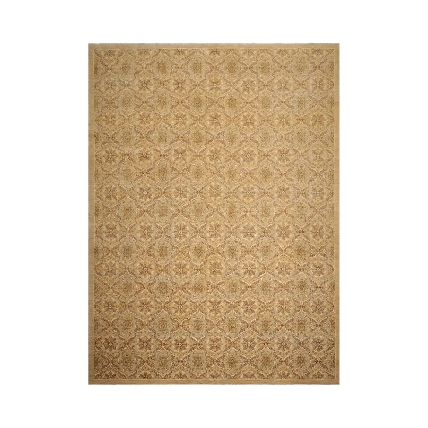 10x14 Tan Hand Knotted 100% Wool Peshawar Traditional Oriental Area Rug - Concordia Style Boutique