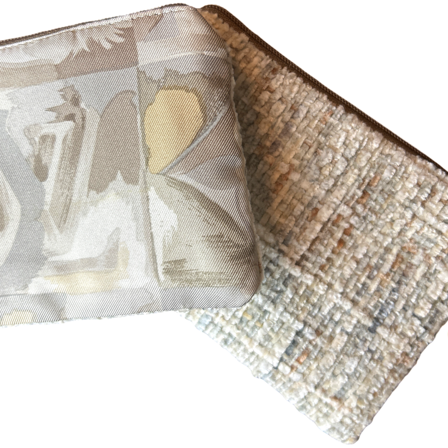 Au Fils du Temps Logo Vintage Silk Scarf Coffee Run Keychain Bag