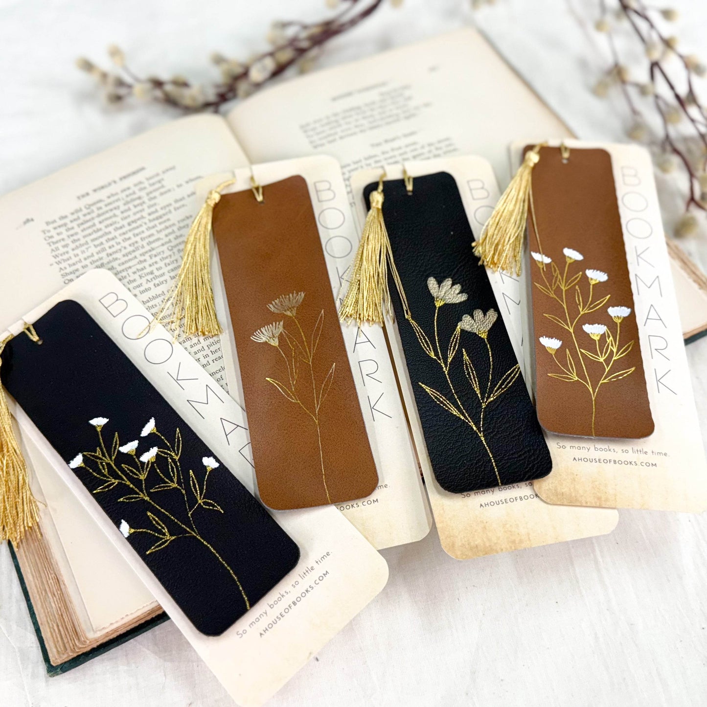 Leather Tassel Bookmarks-Floral - Concordia Style Boutique