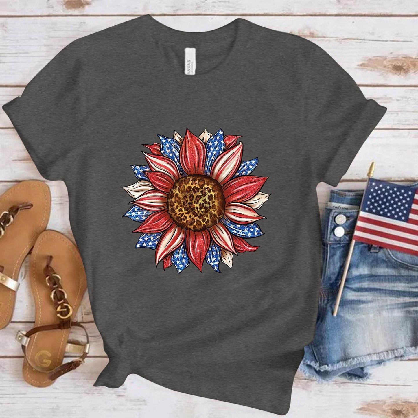 Americana Sunflower Short Sleeve T-shirt - Unisex - Concordia Style Boutique