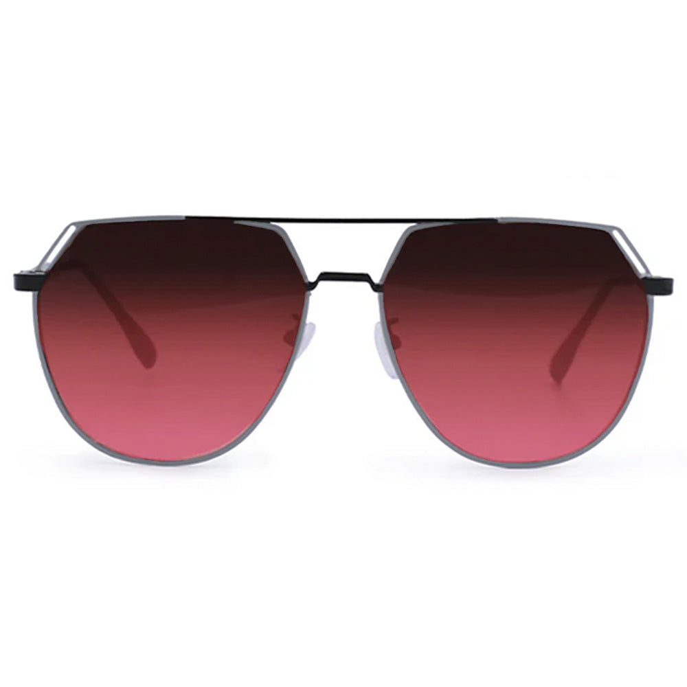 Farrah - Black Frame Ruby Lens Square Aviator Sunglasses - Concordia Style Boutique