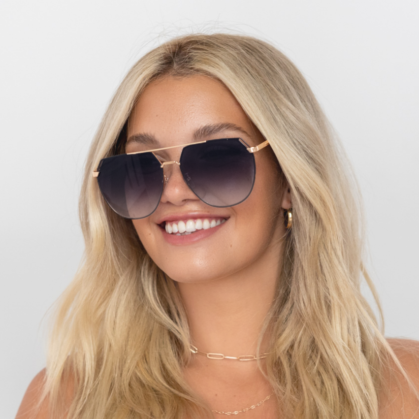 Farrah - Midnight Square Aviator Sunglasses - Concordia Style Boutique