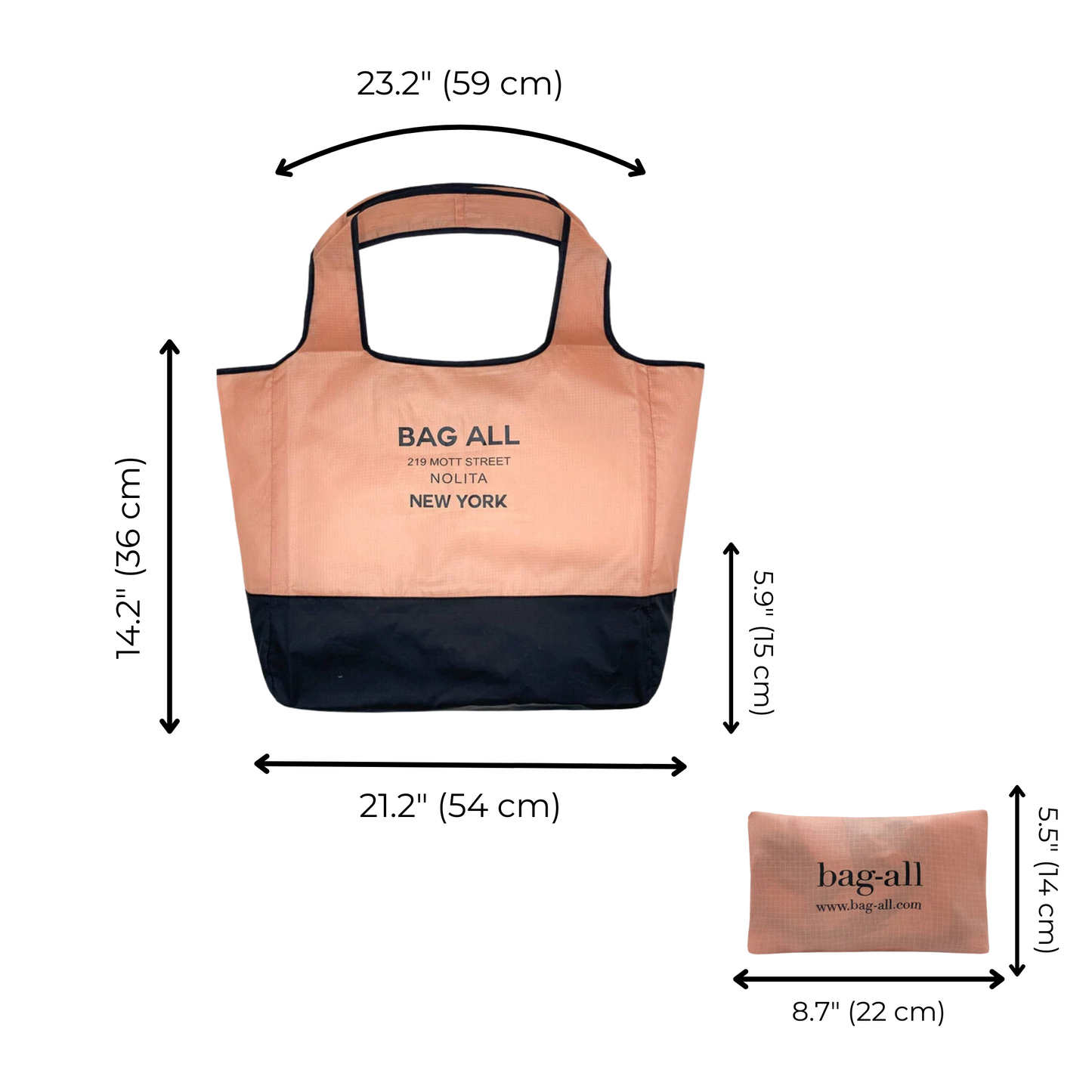 Folding Shopping Bag, Zipper Pocket Pouch - Concordia Style Boutique