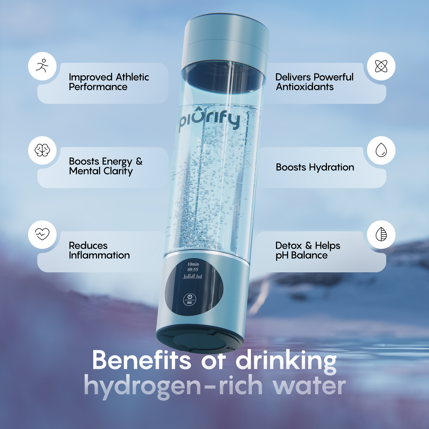 PIURIFY Hydrogenator® Bottle - Silver - Concordia Style Boutique