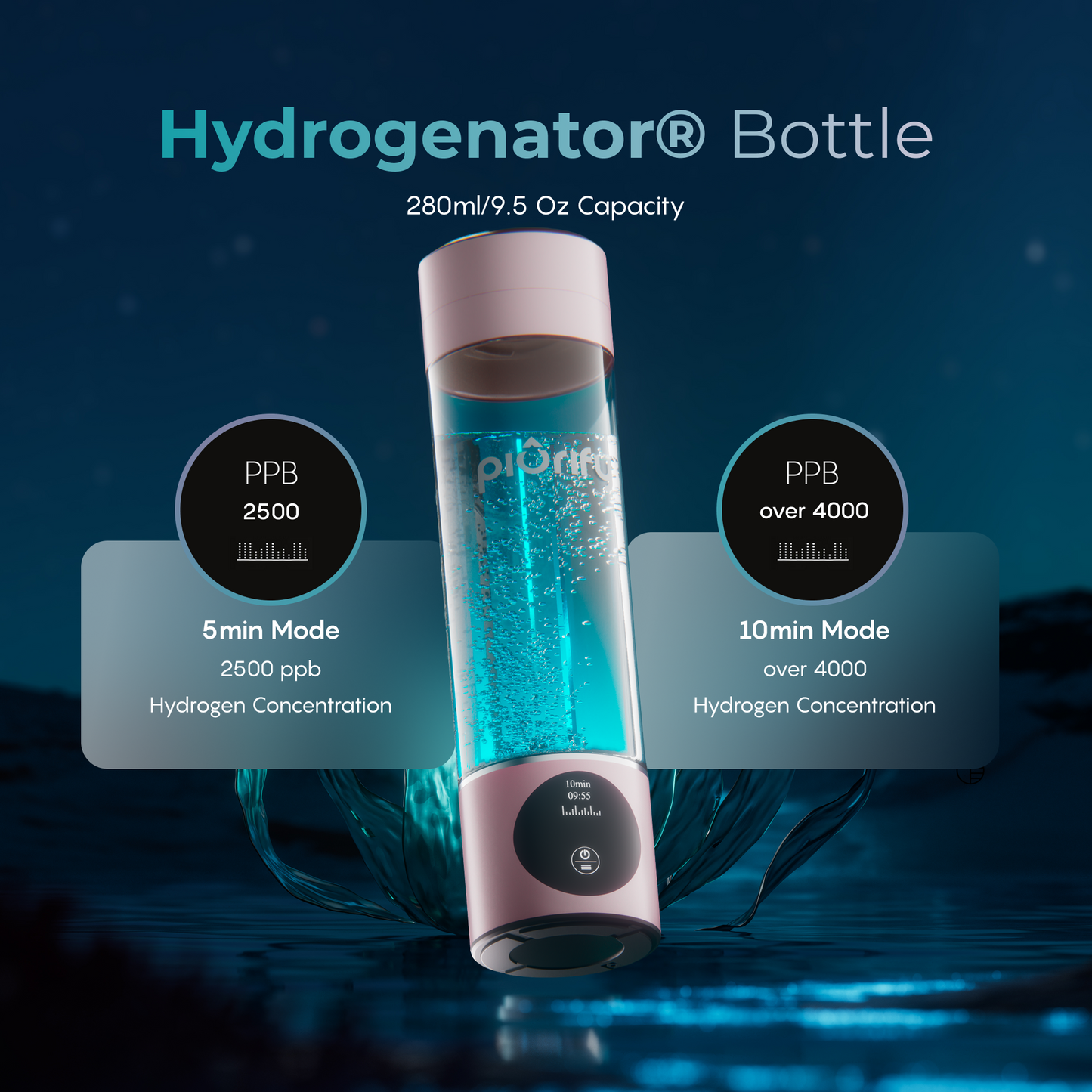 PIURIFY Hydrogenator® Bottle - Pink - Concordia Style Boutique
