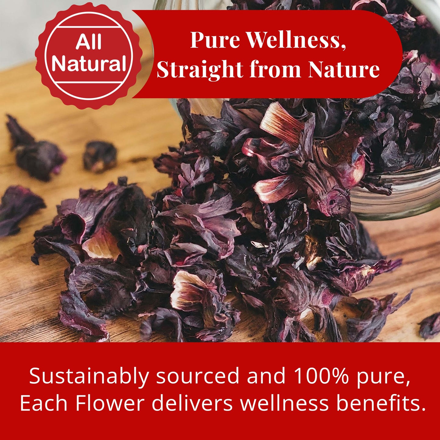 Akshit 2.5 oz. Dried Hibiscus Flowers (Flor de Jamaica) Tea | Loose Leaf Tea | Caffeine-Free | Vegan Friendly | Fleurs d'hibiscus ā Antioxidant Herbal Tea