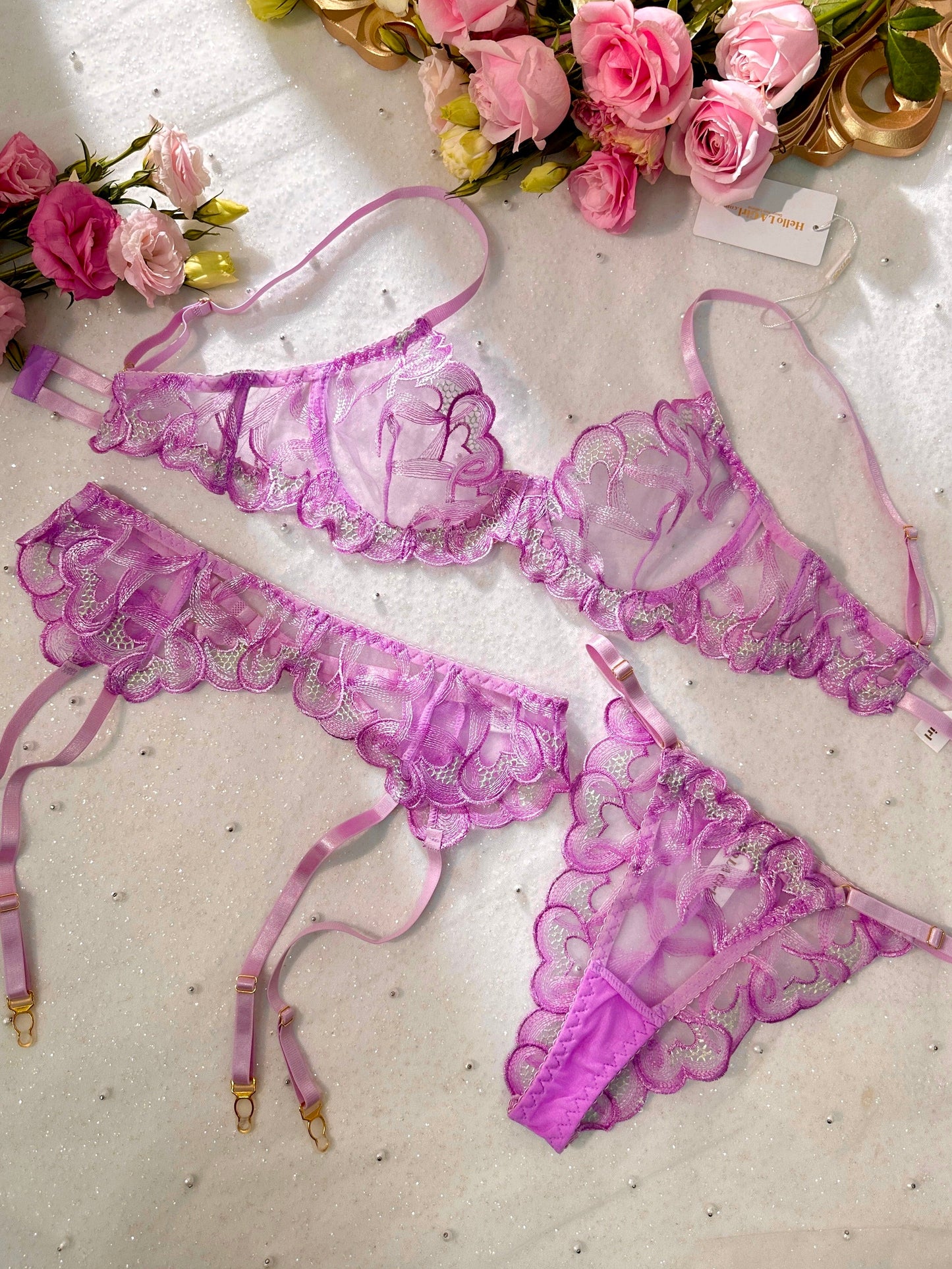 Purple Embroidery Lingerie Set - Concordia Style Boutique