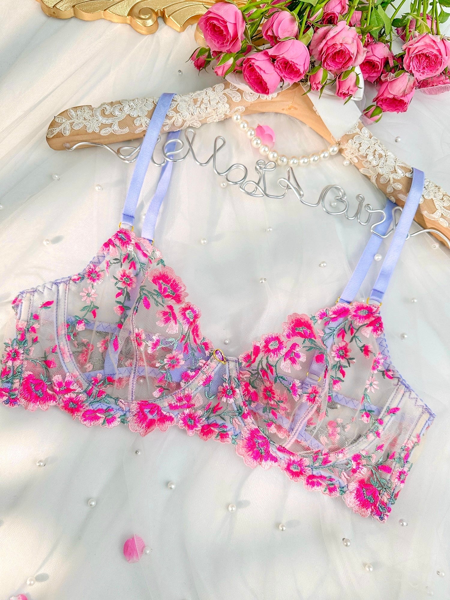 Fantasy Pink Bloom Embroidery Lingerie Set - Concordia Style Boutique