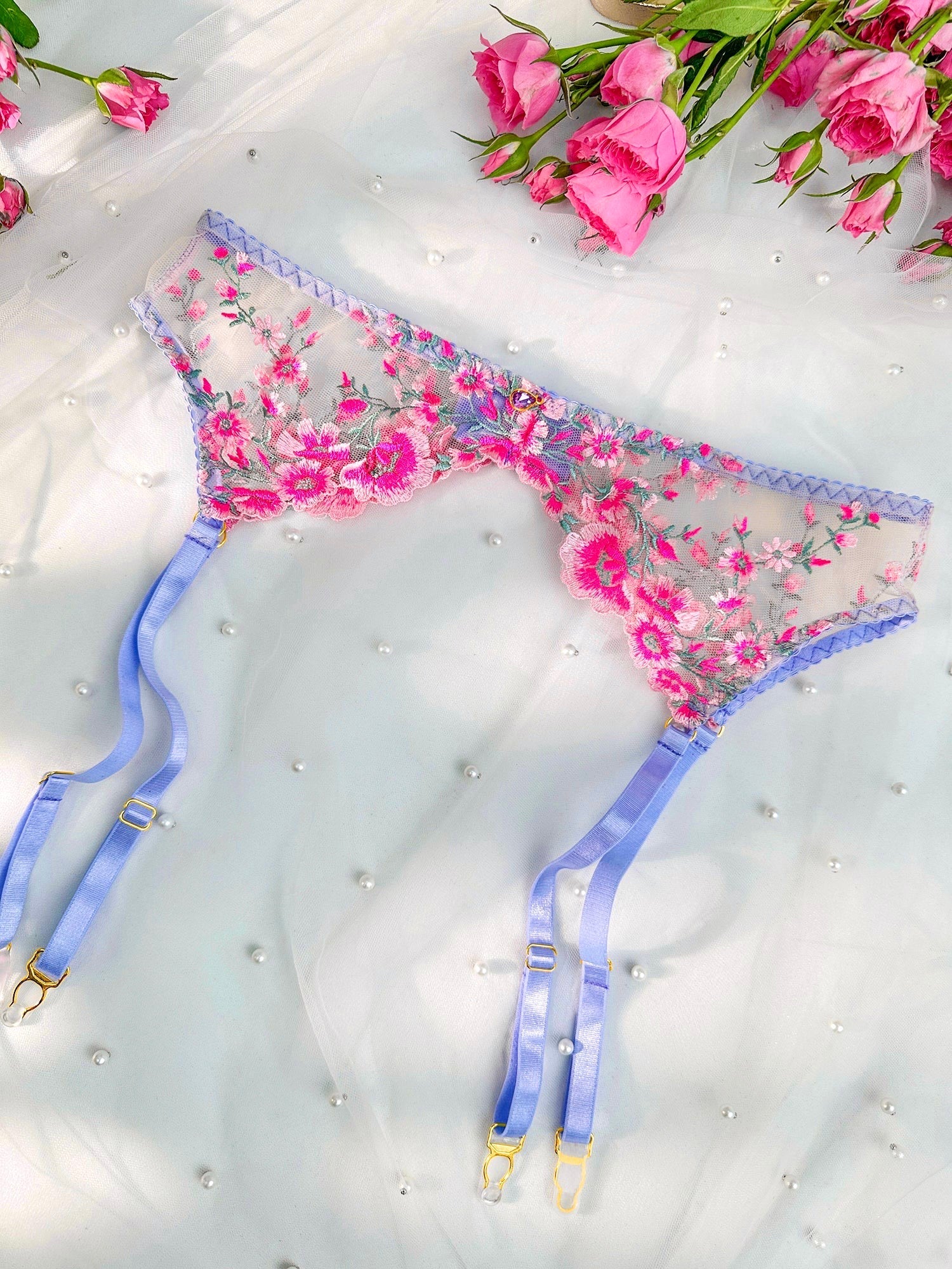 Fantasy Pink Bloom Embroidery Lingerie Set - Concordia Style Boutique