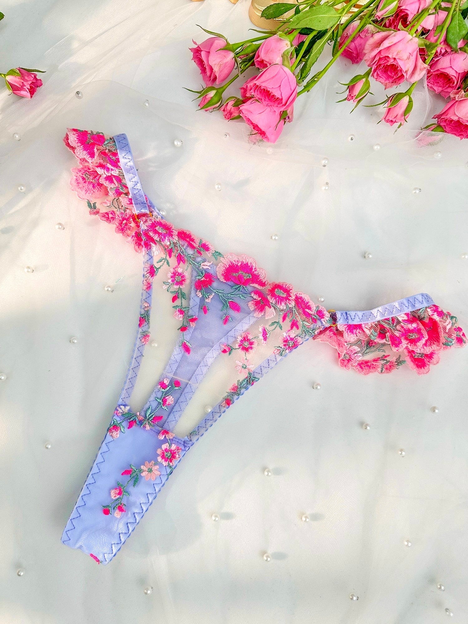 Fantasy Pink Bloom Embroidery Lingerie Set - Concordia Style Boutique