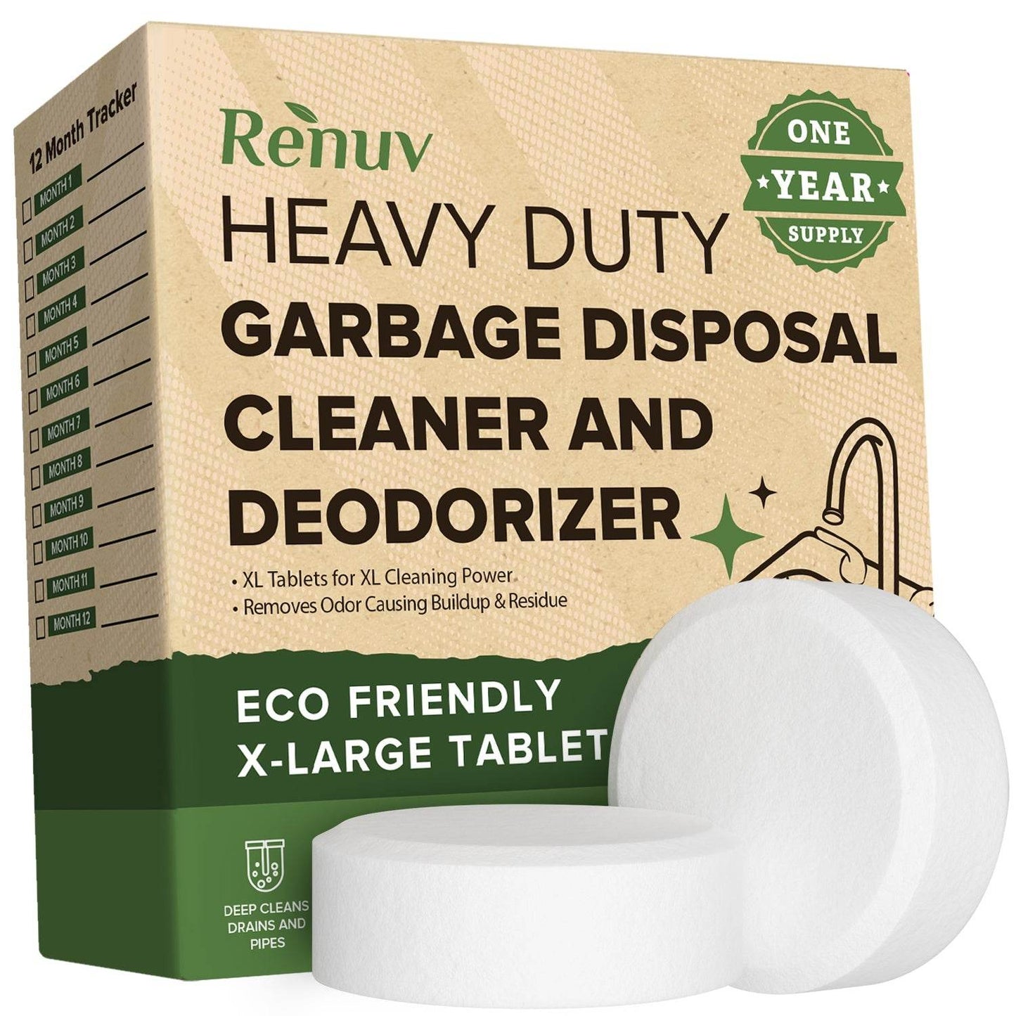 Garbage Disposal Cleaner Deodorizer Tablets Heavy Duty, Odor Eliminator, Degreaser, Dissolves Organic Waste - Concordia Style Boutique