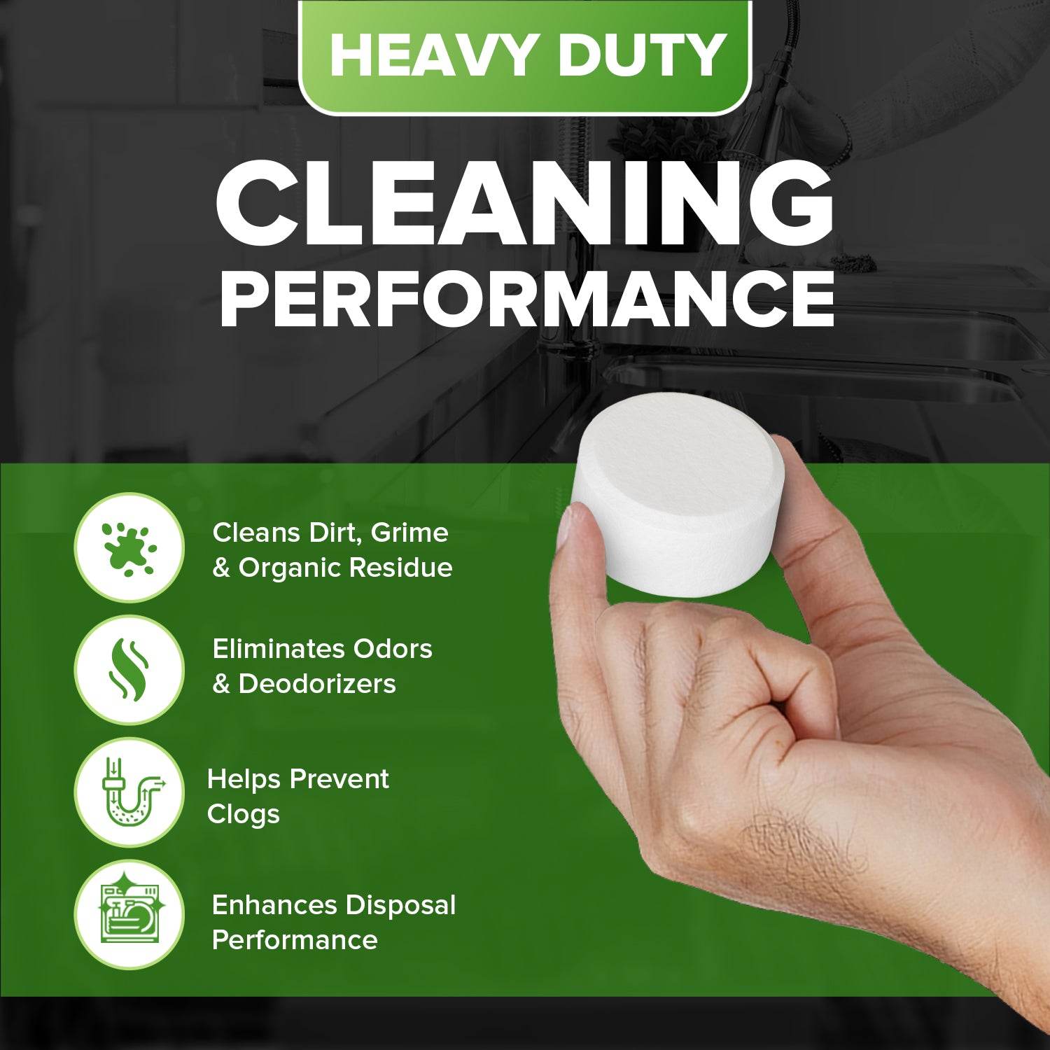 Garbage Disposal Cleaner Deodorizer Tablets Heavy Duty, Odor Eliminator, Degreaser, Dissolves Organic Waste - Concordia Style Boutique