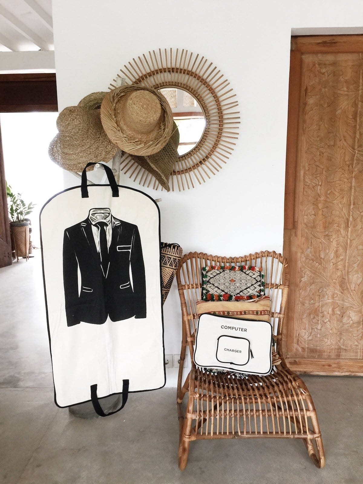 Men's Suit Garment Bag with Pocket, Cream - Concordia Style Boutique