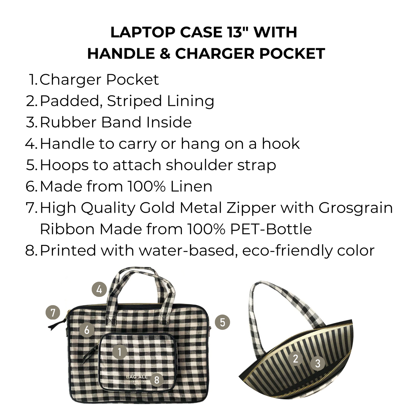 Laptop Case 13", Handle & Charger Pocket, Gingham - Premium 5620 - Luggage & Bags > Luggage Accessories > Packing Organizers from Bag-all - Just $27! Shop now at Concordia Style Boutique