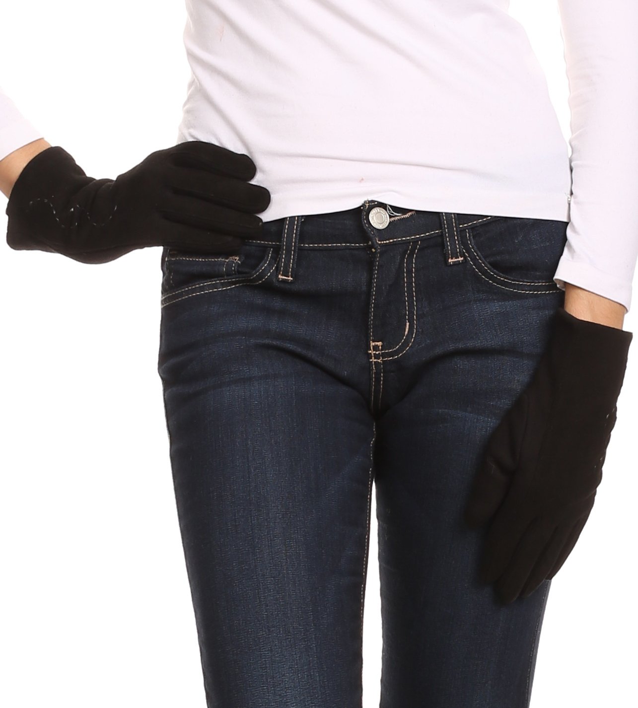 Sakkas Lidy Leather Embroidered Comfortable Warm Snow Touch Screen Finger Gloves - Concordia Style Boutique