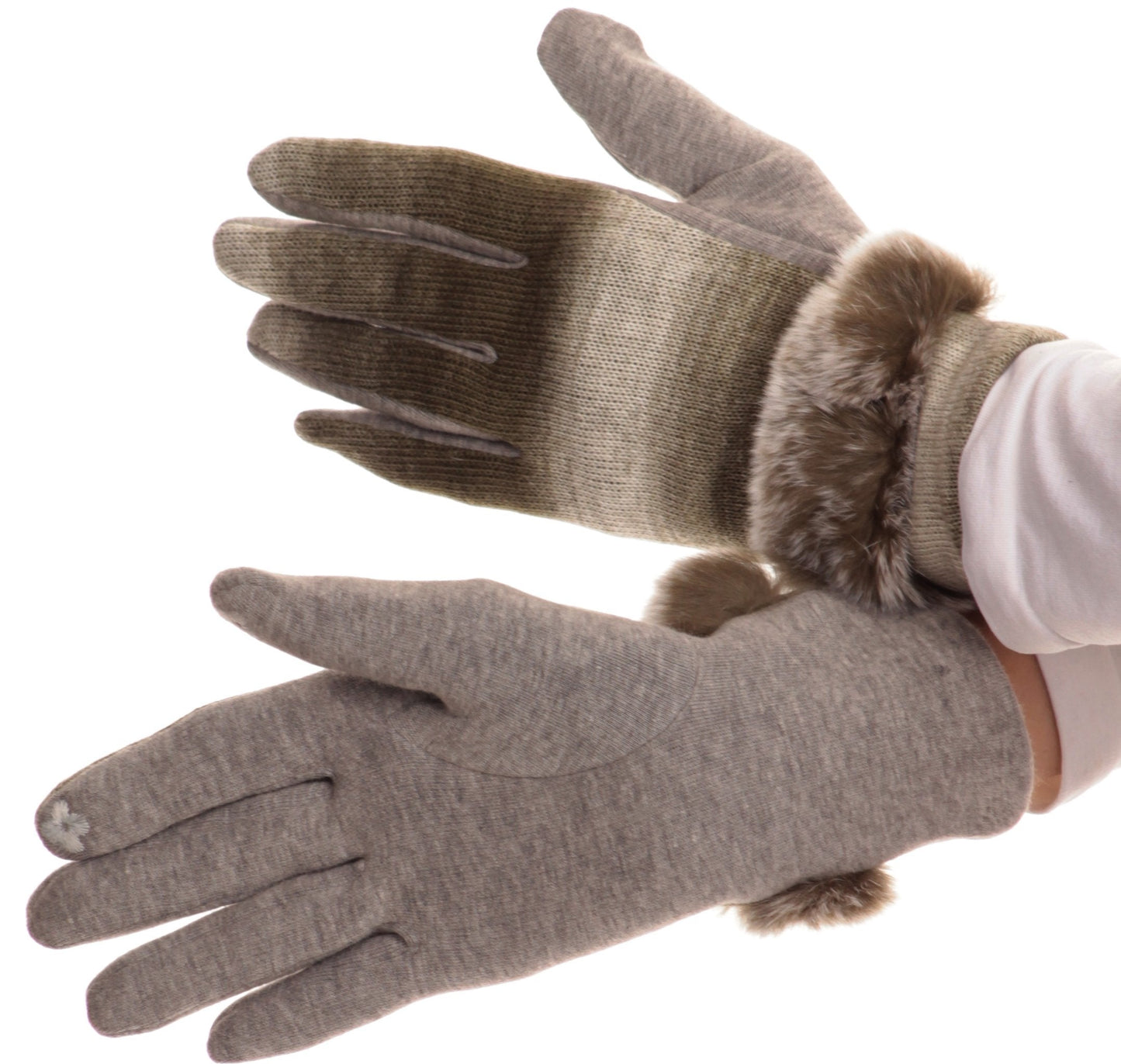 Sakkas Sophie Ombre Knitted Faux Fur Wrist Band Touch Screen Capable Gloves - Concordia Style Boutique