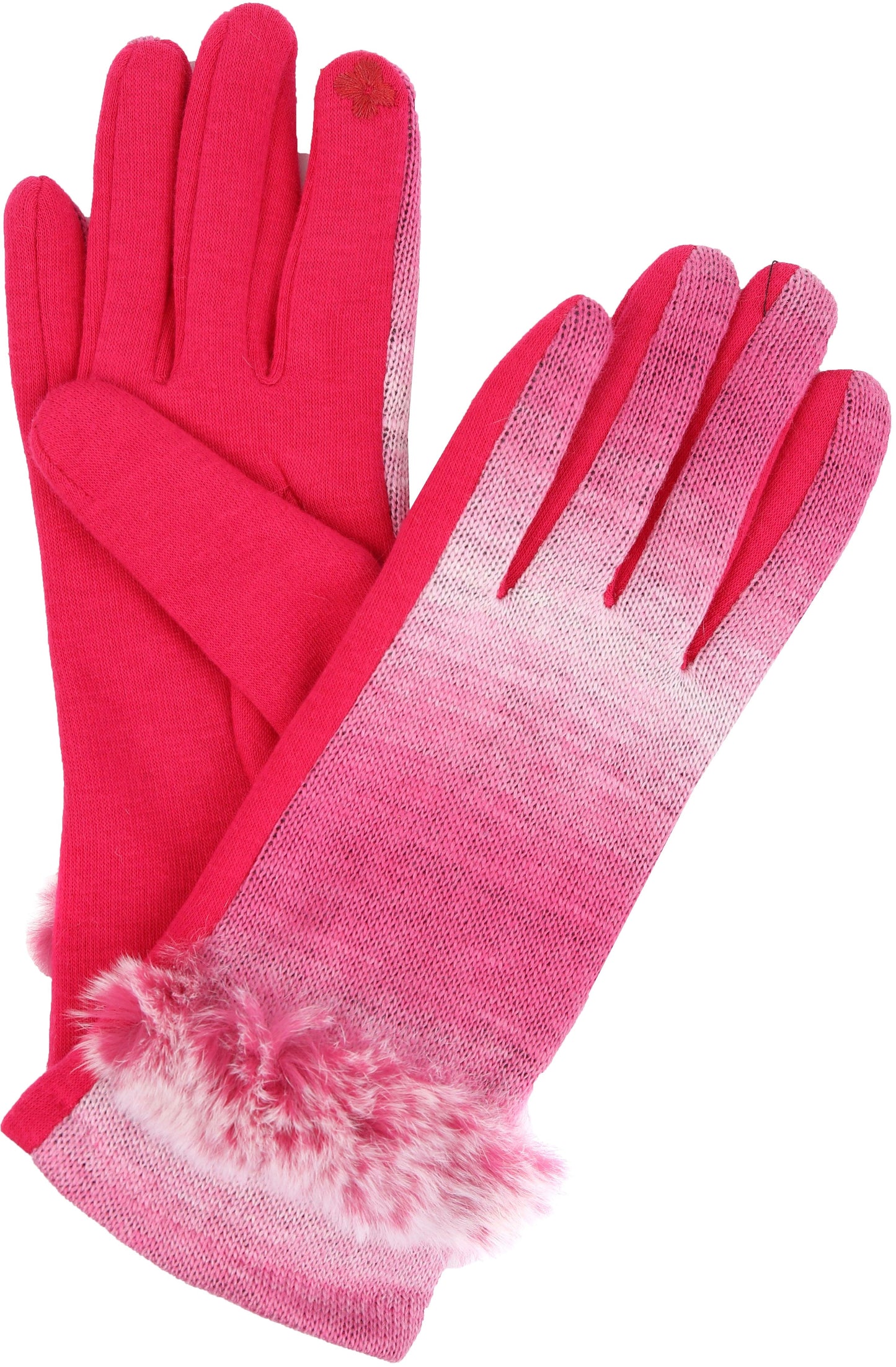Sakkas Sophie Ombre Knitted Faux Fur Wrist Band Touch Screen Capable Gloves - Concordia Style Boutique