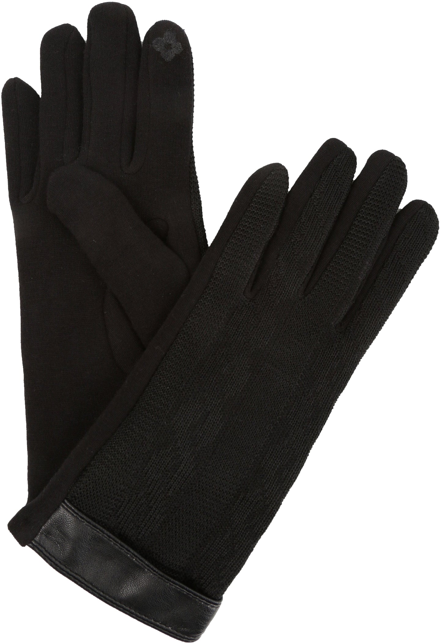 Sakkas Rayanne Soft Classic Knit Faux Leather Wrist Band Touch Screen Warm Gloves - Concordia Style Boutique