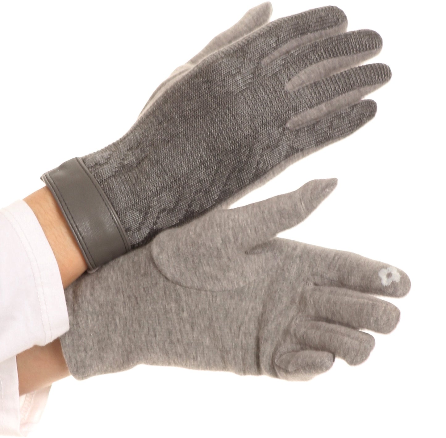 Sakkas Rayanne Soft Classic Knit Faux Leather Wrist Band Touch Screen Warm Gloves - Concordia Style Boutique
