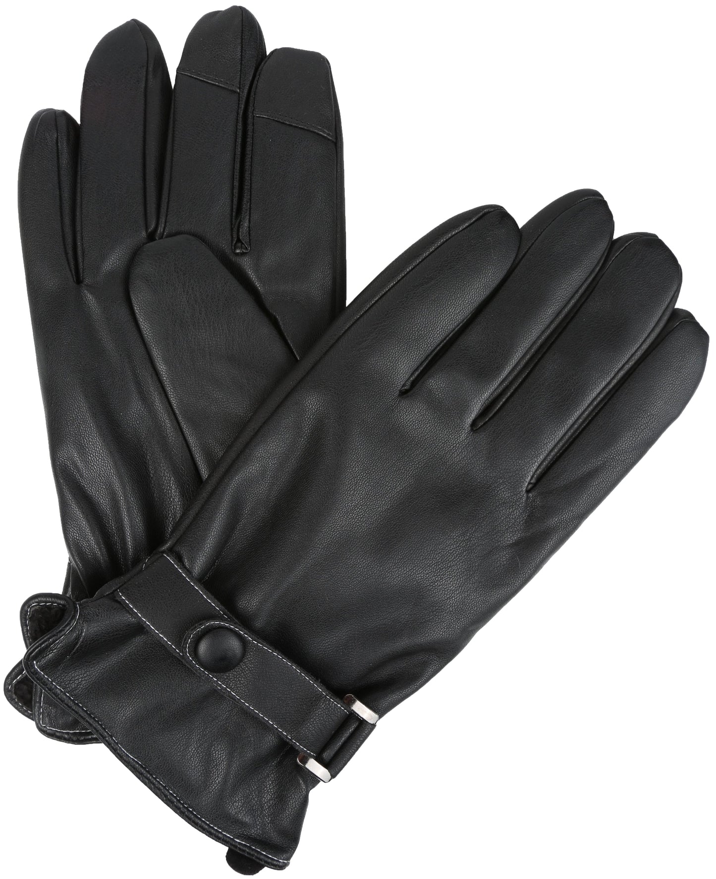 Sakkas Kaleem Adjustable Snap Touch Screen Compatible Driving Faux Leather Gloves - Concordia Style Boutique