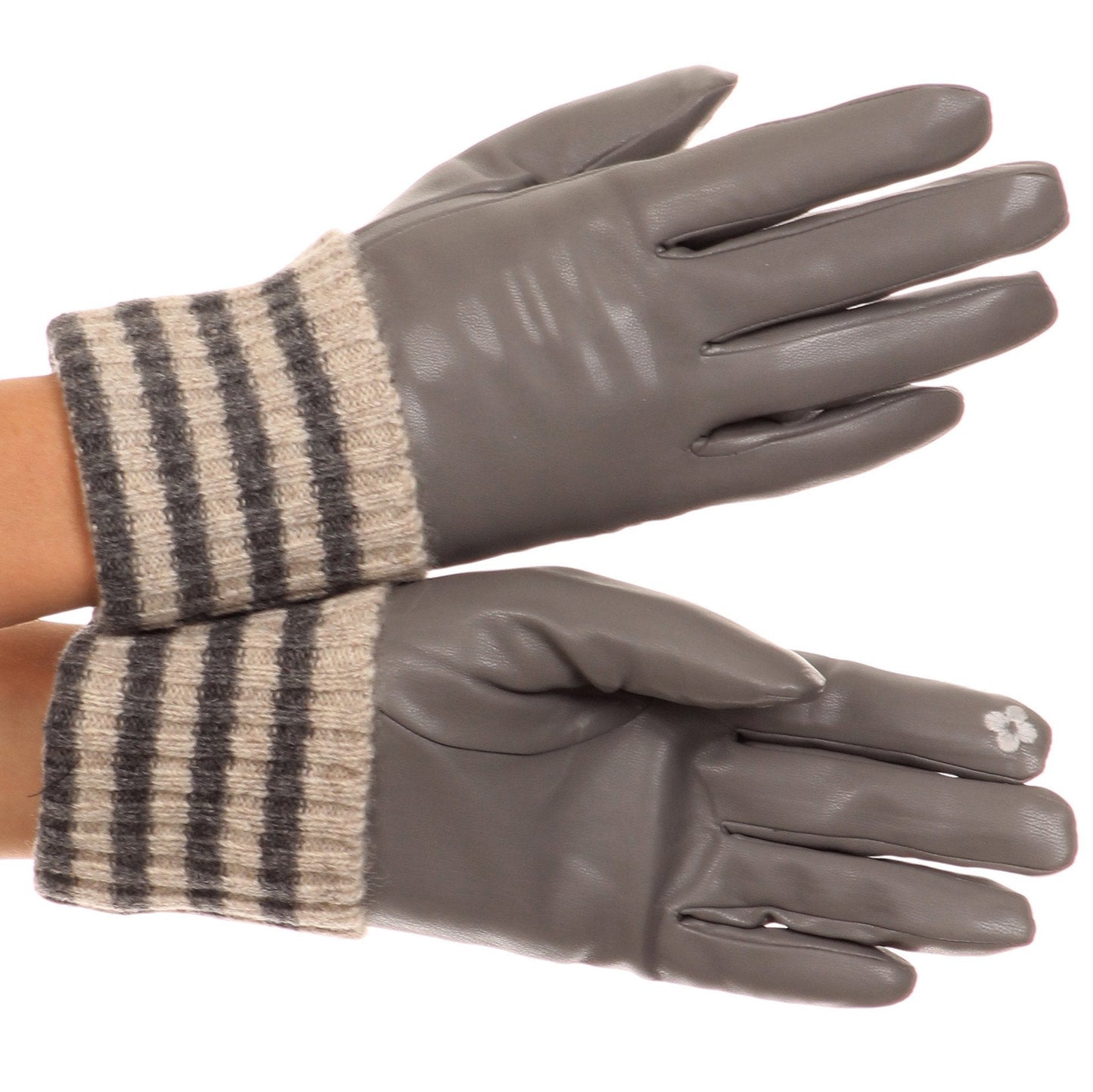 Sakkas Oda Warm Striped Wool Cuff Winter Touch Screen Wrist Length Gloves - Concordia Style Boutique