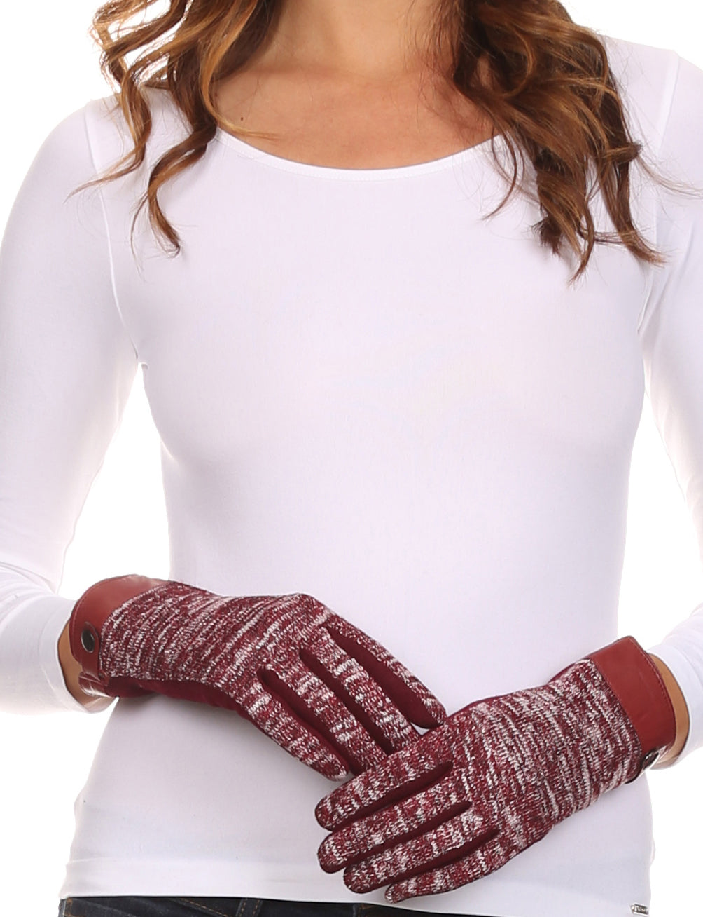 Sakkas Lilith Heather Knit Wrist Length Touch Screen Wrist Snap Winter Gloves - Concordia Style Boutique