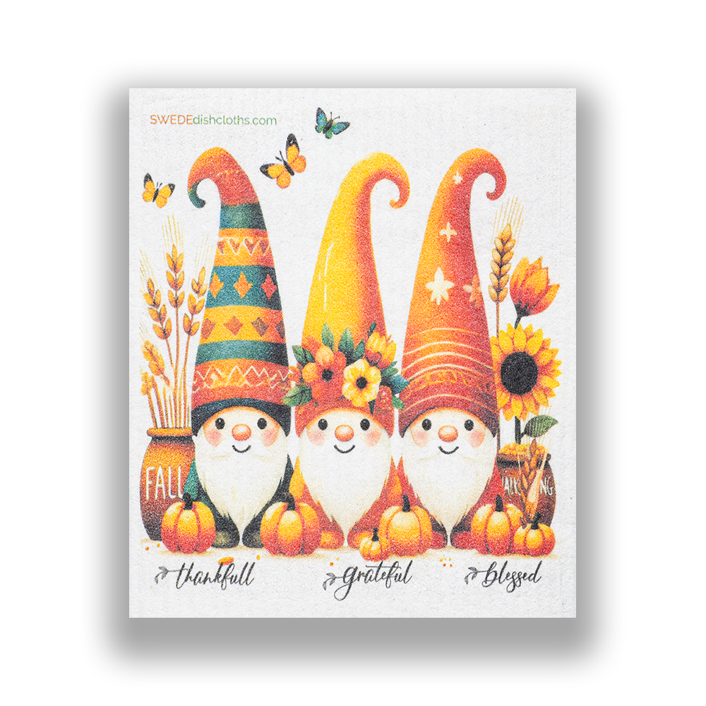 Eco-Friendly Swedish Dishcloths - Mixed Thanksgiving Gnomes set of 3 - Concordia Style Boutique