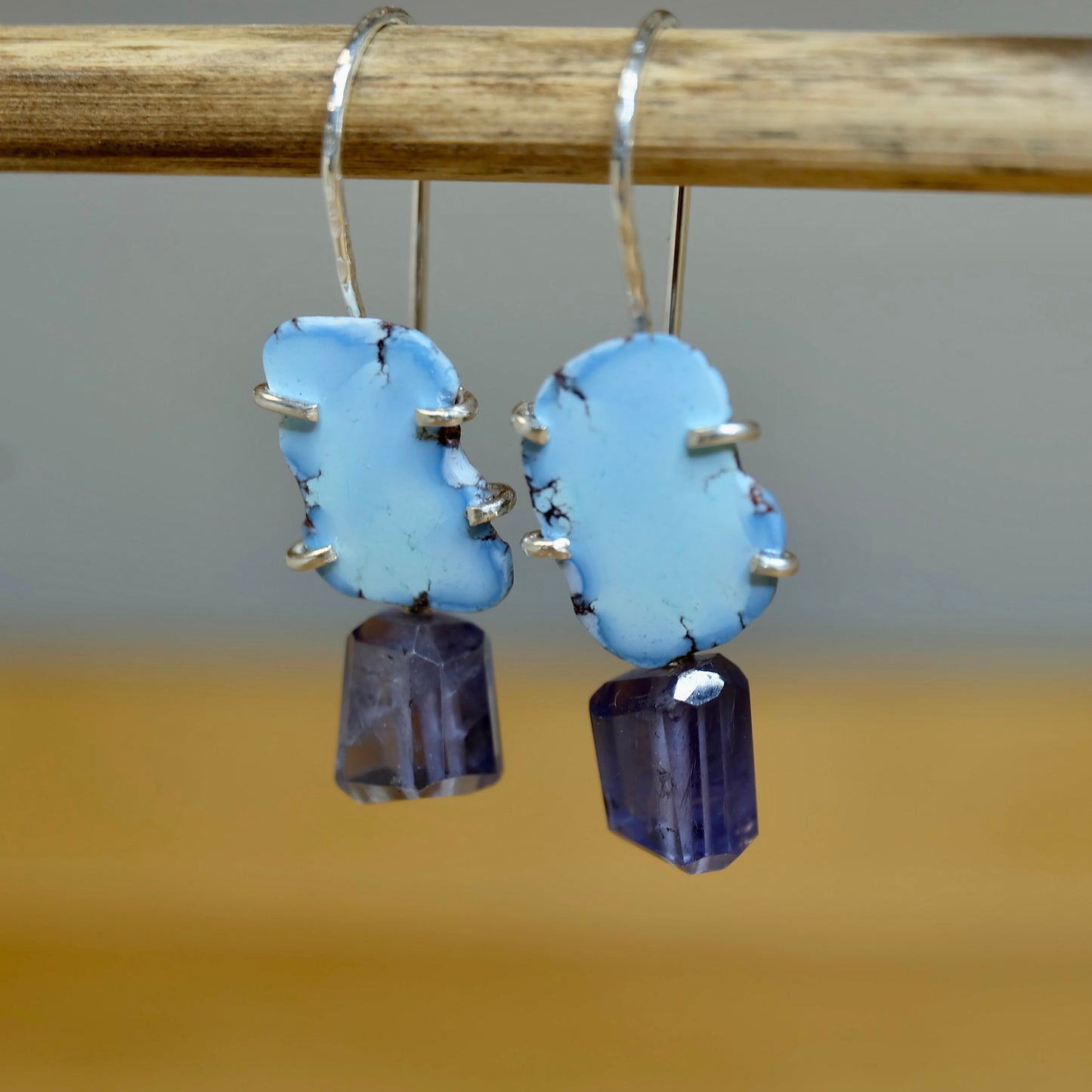 Iolite Golden Hills Turquoise Dangle Earrings