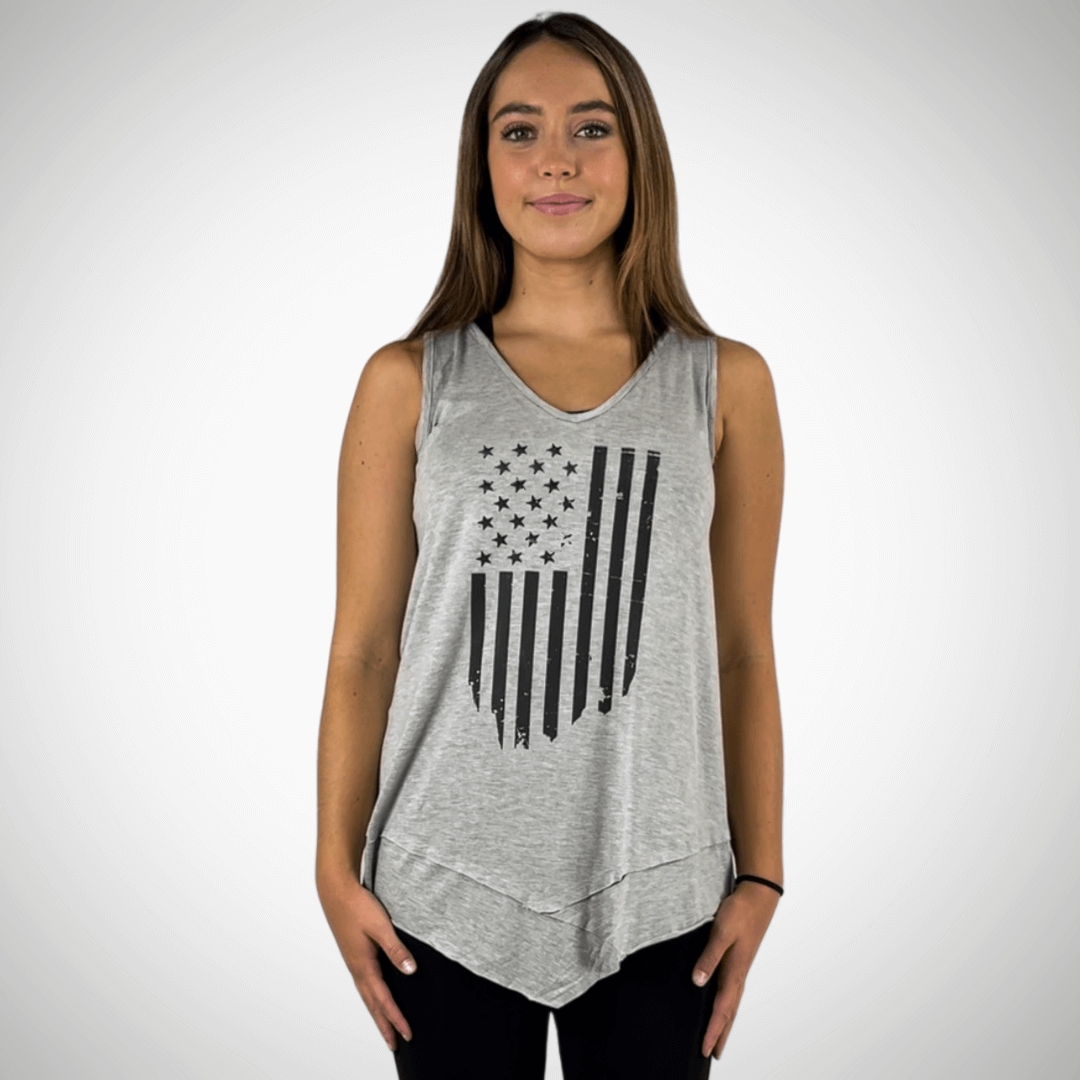 American Flag Sleeveless Tunic Made in USA - Premium Sleeveless Tops and Tanks from Classy Cozy Cool | Made in USA | Women's Clothing Boutique - Just $32! Shop now at Concordia Style Boutique