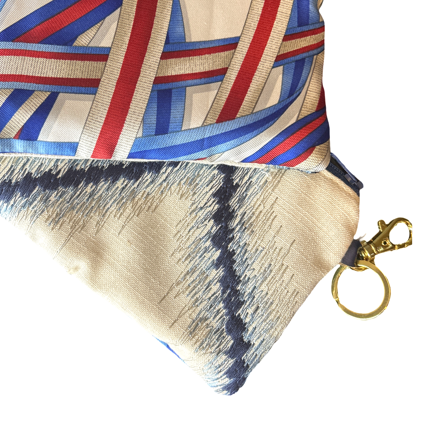 Ribbons Vintage Silk Scarf Coffee Run Keychain Bag
