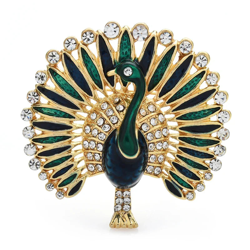 Wuli&baby Multicolor Enamel Peacock Brooch Pin Winter Fashion Jewelry Gift
