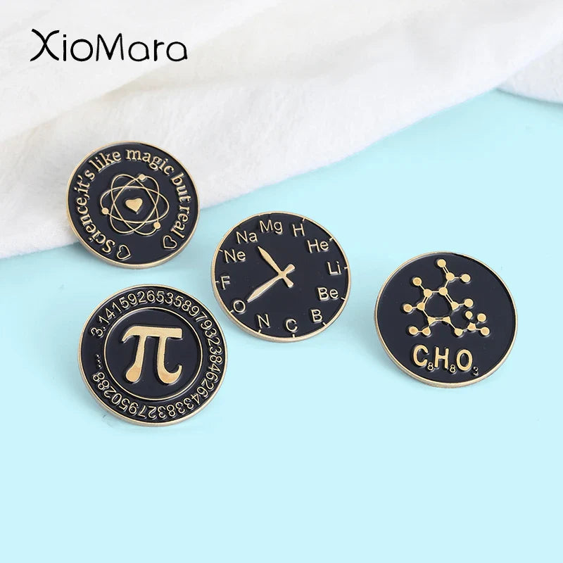 Science Enamel Pin Math Pi Brooches Backpack Accessories Gifts for Students Teachers